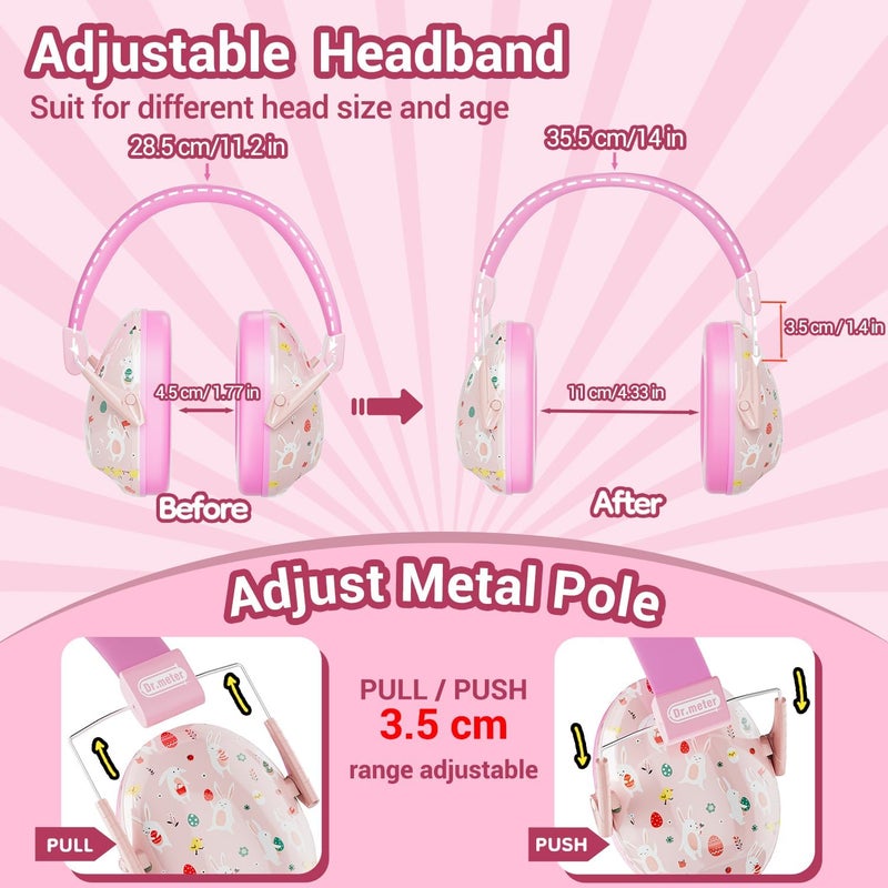 Dr.Meter Ear Muffs for Noise Reduction: 27SNR Noise Cancelling Headphones for Kids Adults - Toddler Kids Ear Protection for Monster Truck, Autism Sensory, Mowing, Concerts, Fireworks- Pink - Image 4